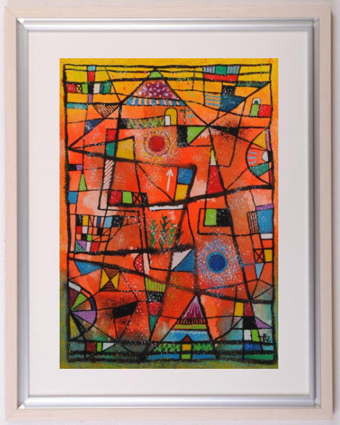 絵画の水彩画で若松愛子が描いた抽象画「construction SM-6」を通販で販売