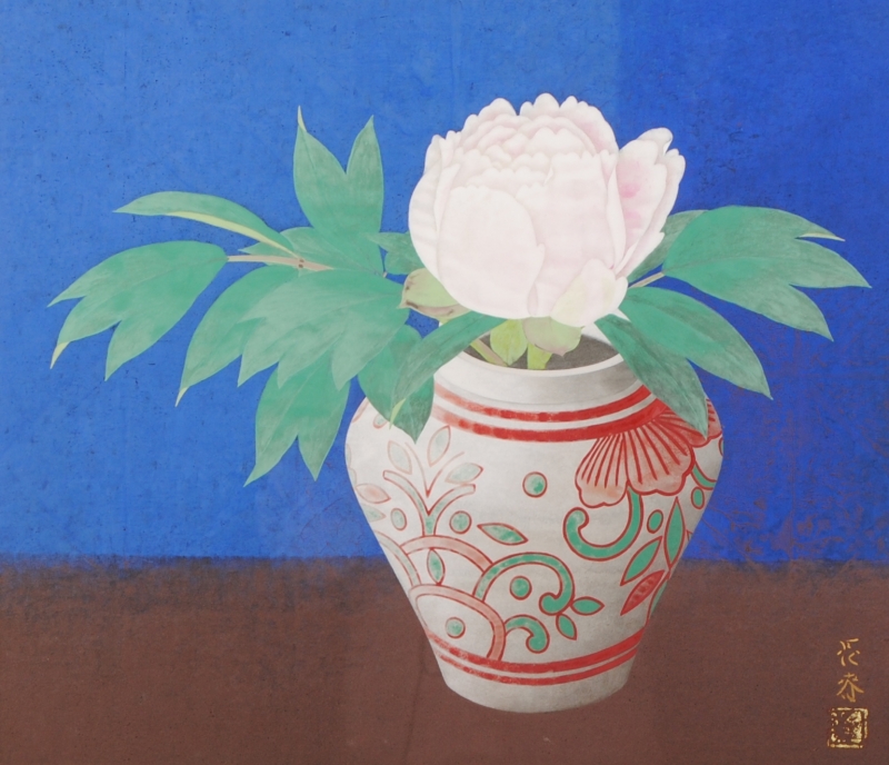 絵画の日本画で丹羽長春が描いた和の花の絵「牡丹」