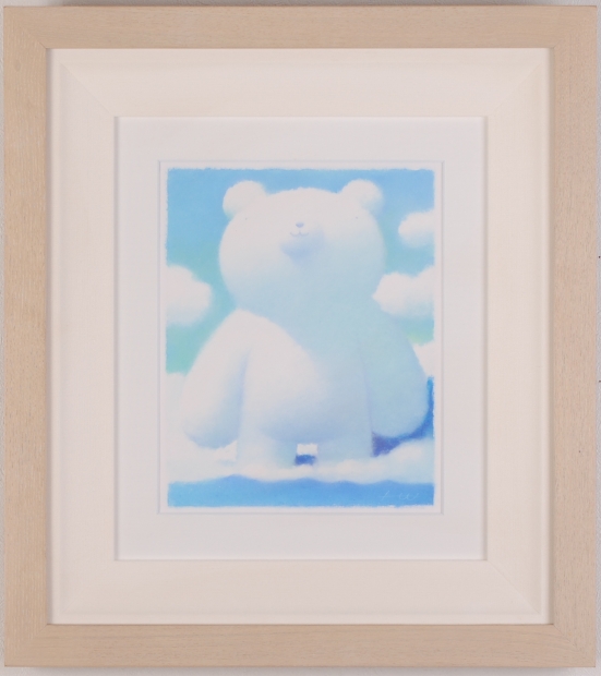 パステル画の絵画で渡辺宏が描いた熊の絵「空からのおくりもの」を購入