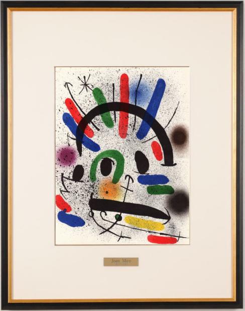 抽象画の絵をリトグラフの版画で制作したジョアン・ミロの抽象画