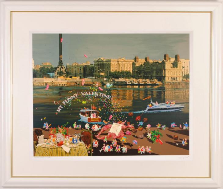 ヒロ・ヤマガタがシルクスクリーンの版画で制作したパリの絵「恋人たち