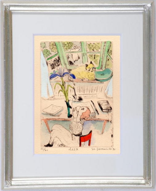 銅版画(エッチング)で山本容子が制作した絵「デスク」をご購入