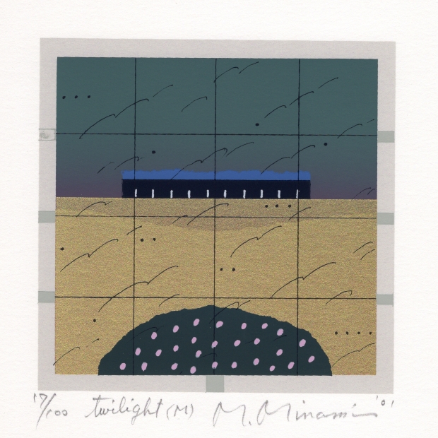 抽象画の絵をシルクスクリーンの版画で制作した南正雄の抽象画