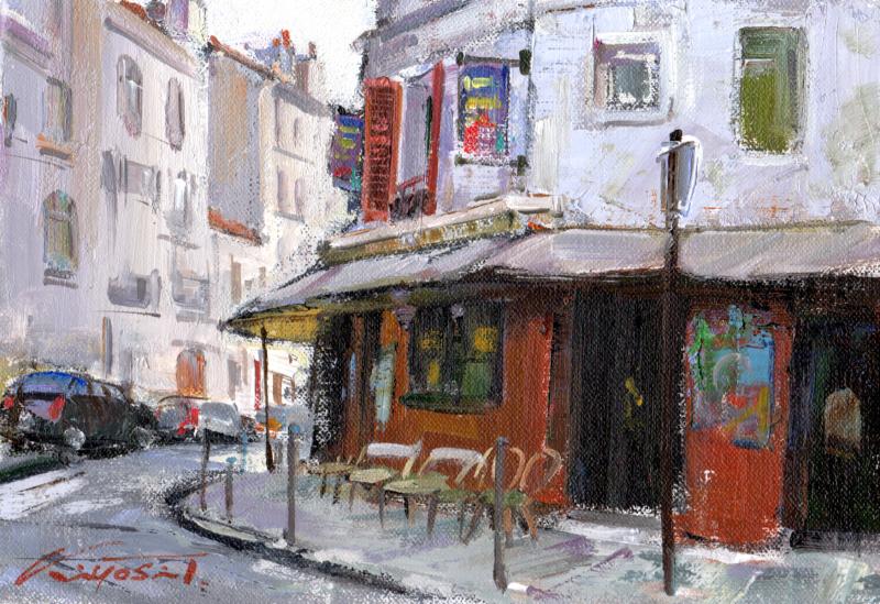 油絵の絵画でフランスの風景を描いた田中清の油絵「グレーのパリ」をご購入