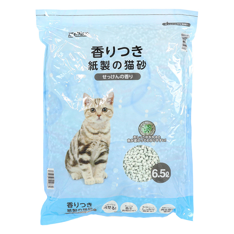 香りつき紙製の猫砂 6.5L せっけんの香り ｜ ミスターマックス