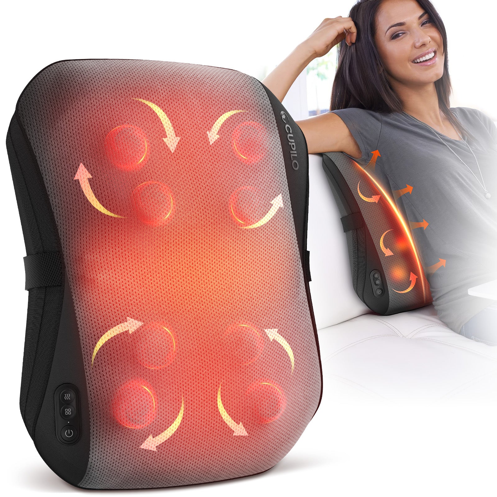 8-Node Shiatsu Back Massager with Heat | Deep Tissue Pain Relief