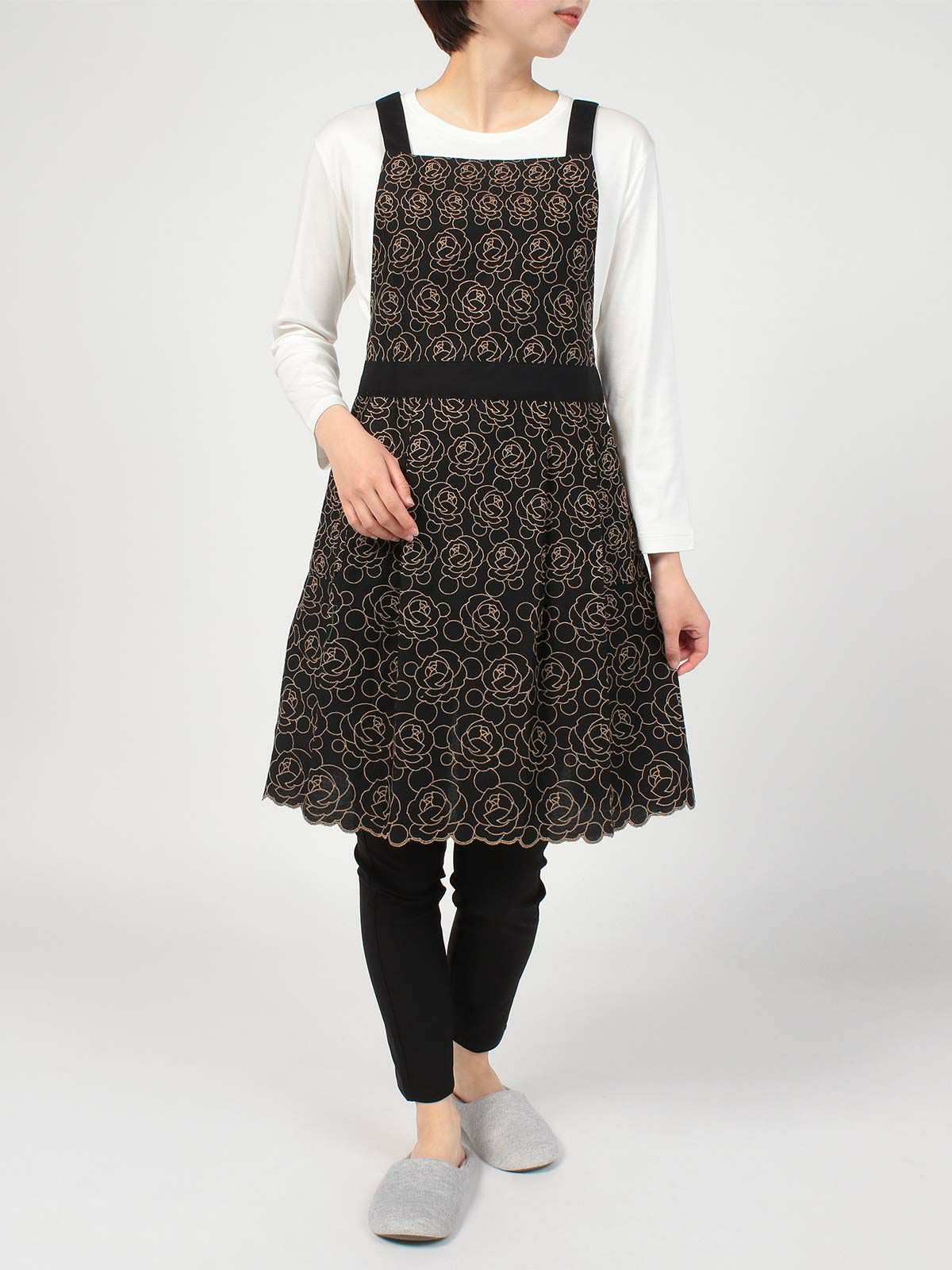 LANVIN COLLECTION エクセロンローズ柄 綿100％ 刺繍生地 後結び