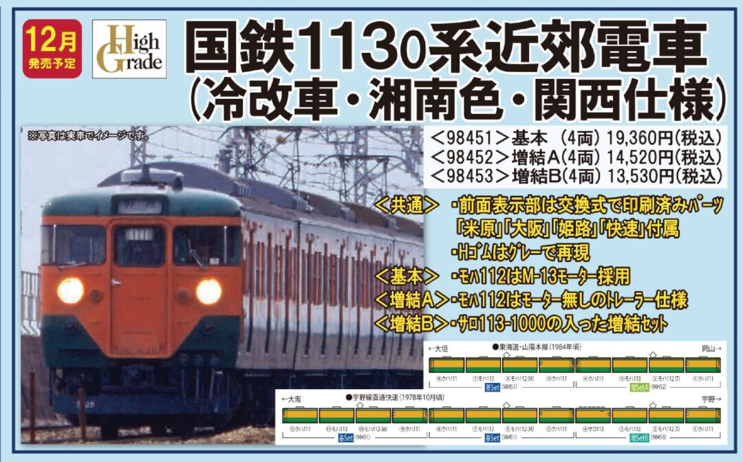 TOMIX 113-0系近郊電車(冷改車・湘南色・関西仕様)基本セット 品番
