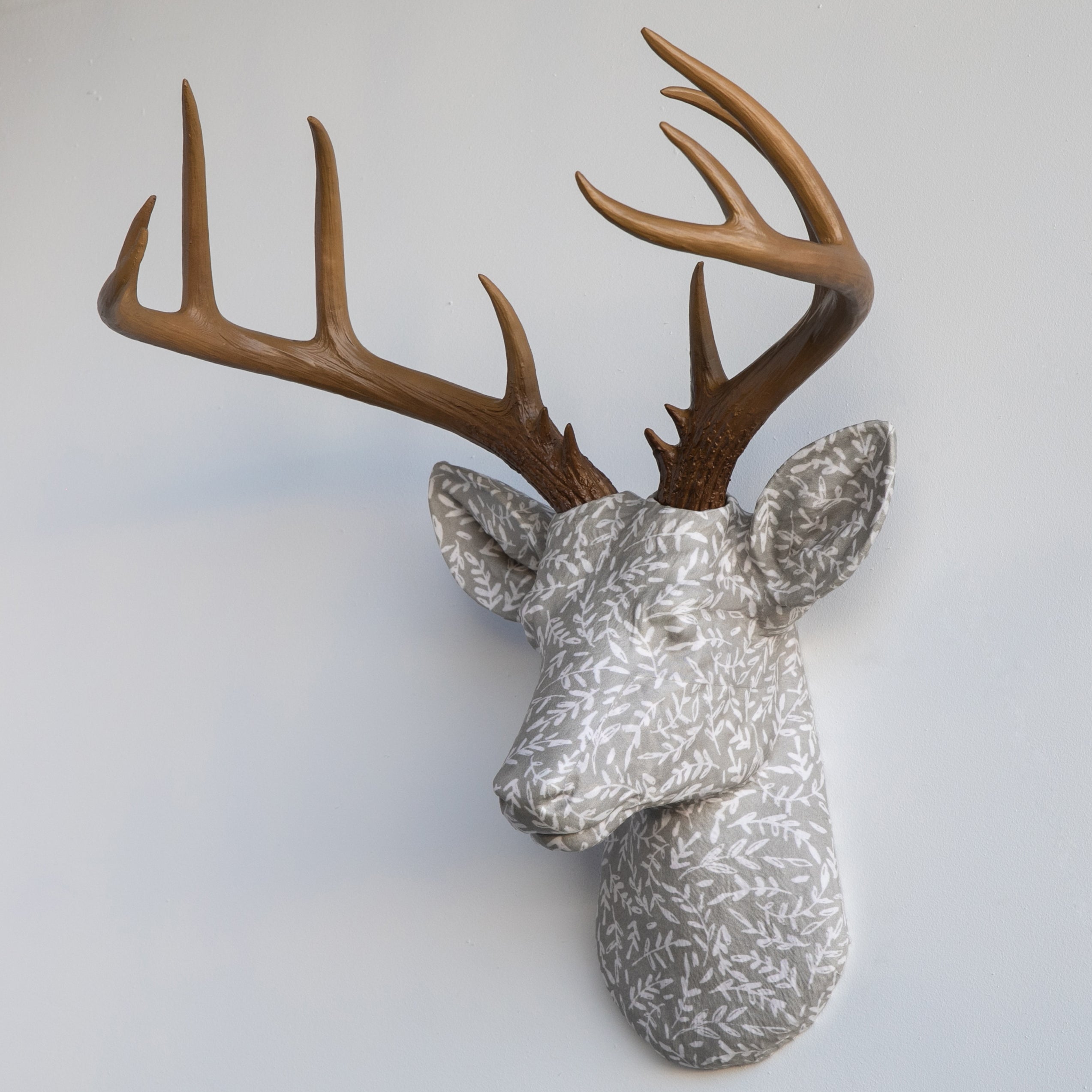 Fabric-Wrapped Deer Head - Woodland and Nature Patterns – Near and