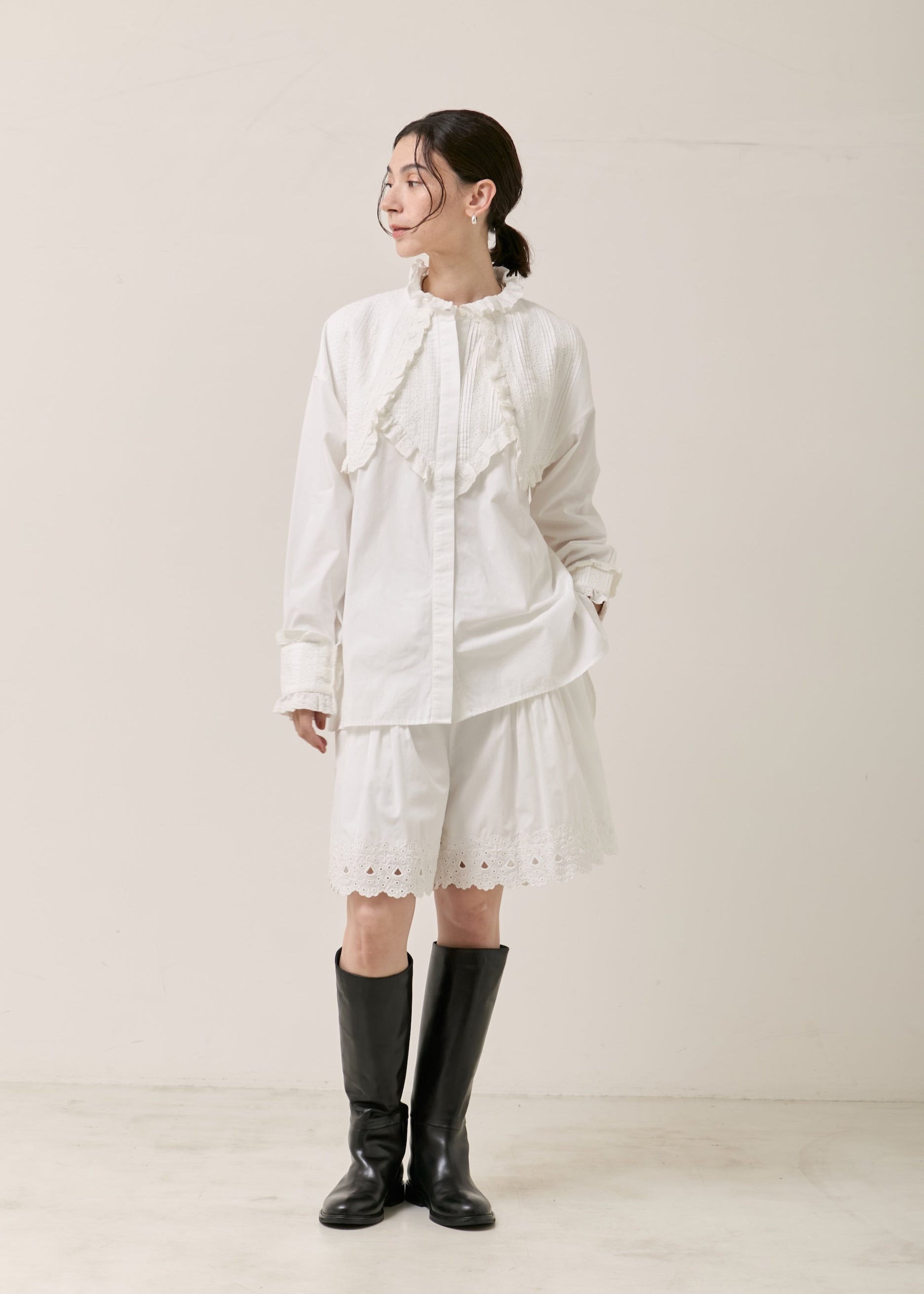 Cotton Pintuck Lace Blouse | Pasand by ne Quittez pas | パサン