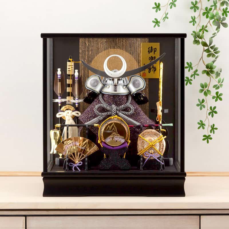 五月人形 上杉謙信 コンパクト 兜ケース飾り 兜飾り 藤翁作 翠雲 銀