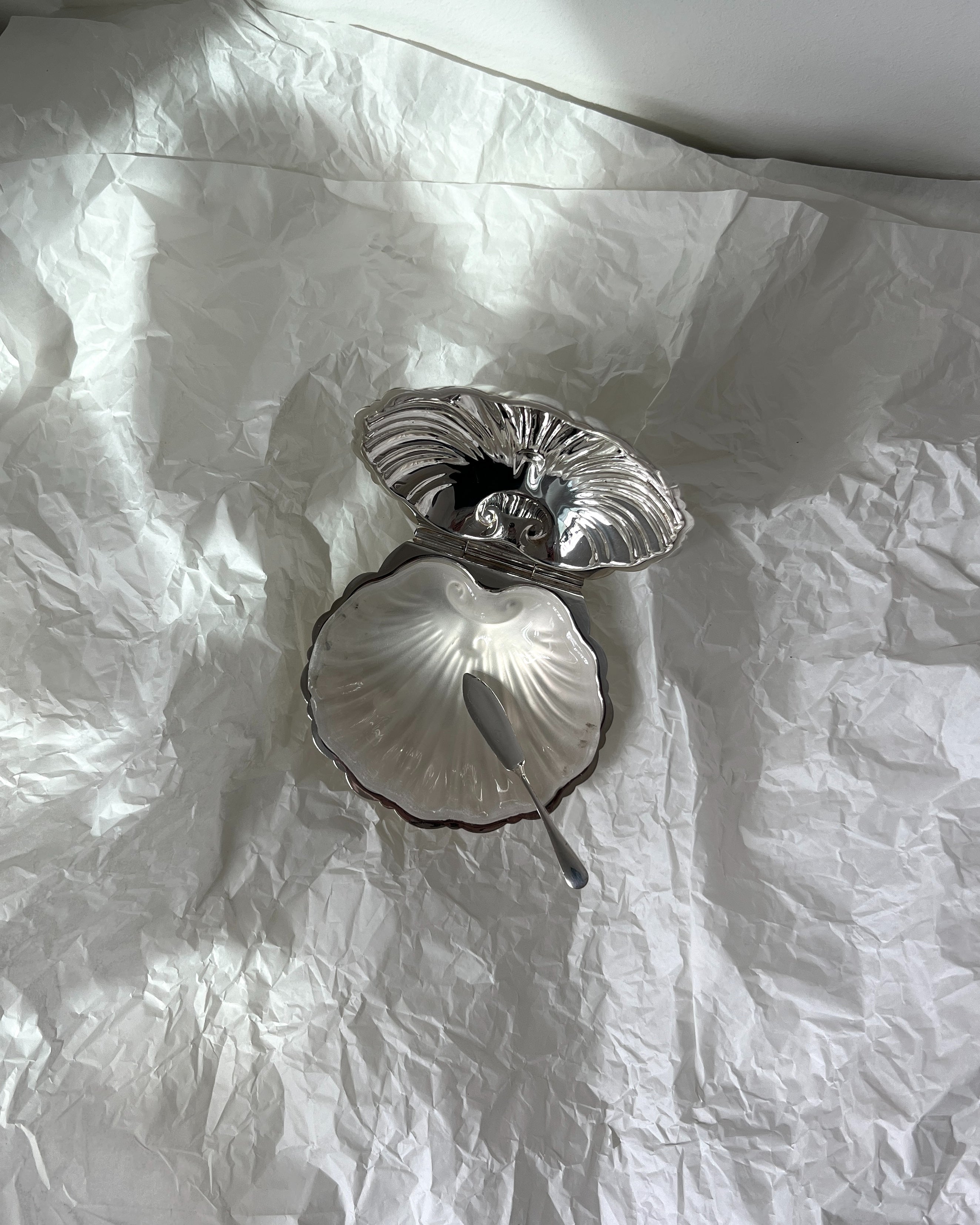 Barker Ellis Silver Plated Caviar Dish | Antique Shell Butter Dish