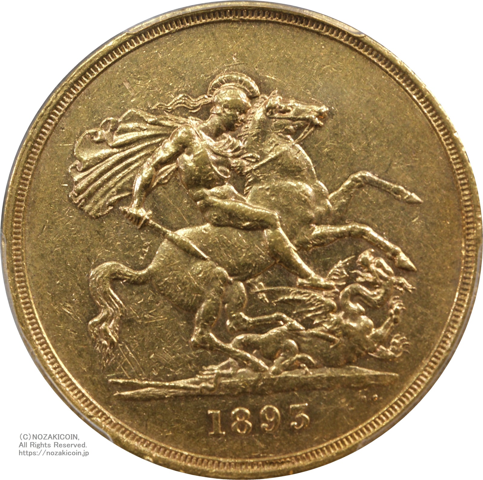 イギリス ヴィクトリア女王 オールドヘッド 5ポンド金貨 1893年 PCGS