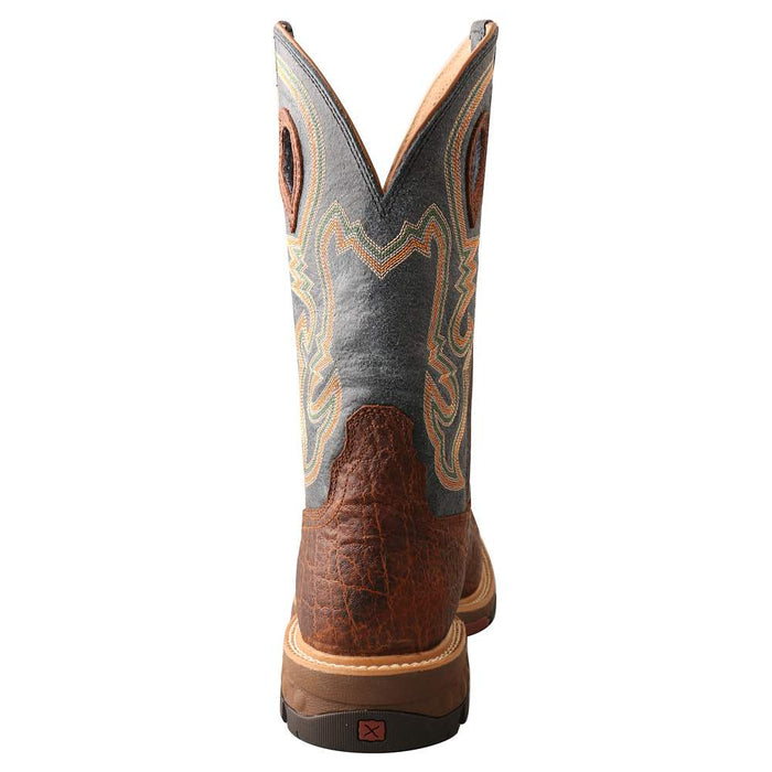 Twisted X Men`s Distressed Saddle 12In Peacock Alloy Square Toe Work B