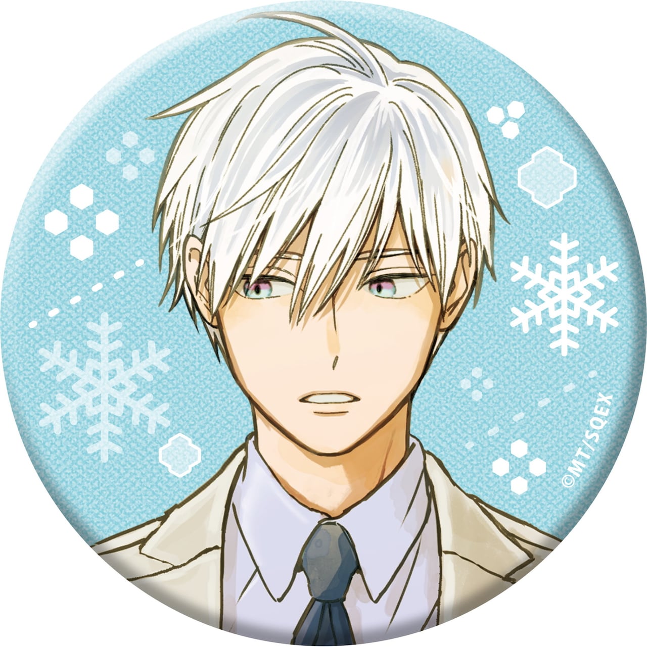 氷属性男子とクールな同僚女子」の缶バッジ、ミニタオルなどグッズ登場