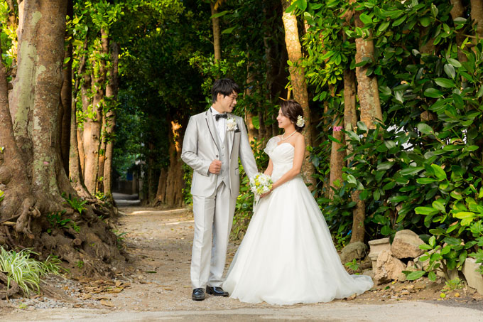 人気の撮影スポット、備瀬のフクギ並木 | 沖縄ウェディングオンライン