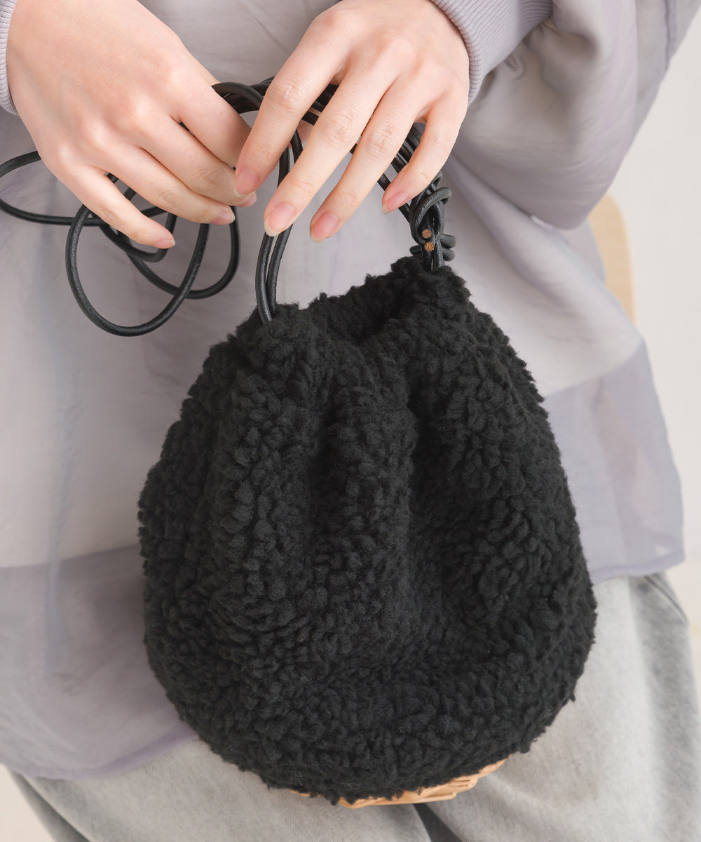 OMNES】柳ボア巾着バッグ【1520-0011】