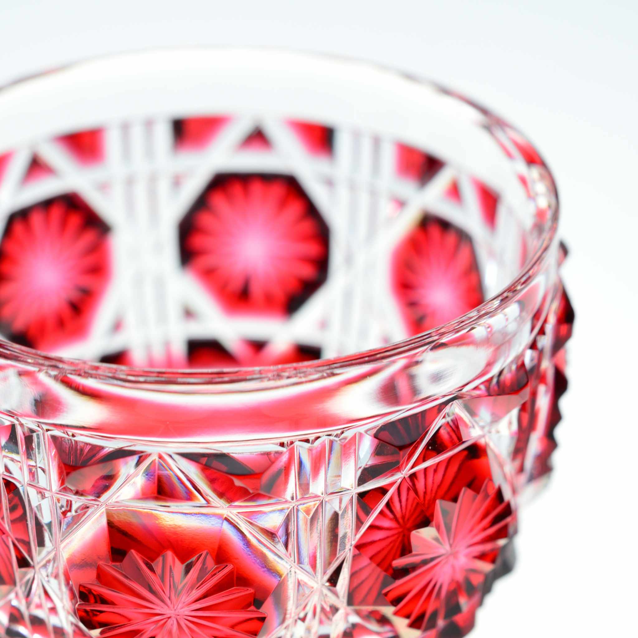 Satsuma Kiriko Large Red Sake Cup – Handcrafted Crystal Elegance