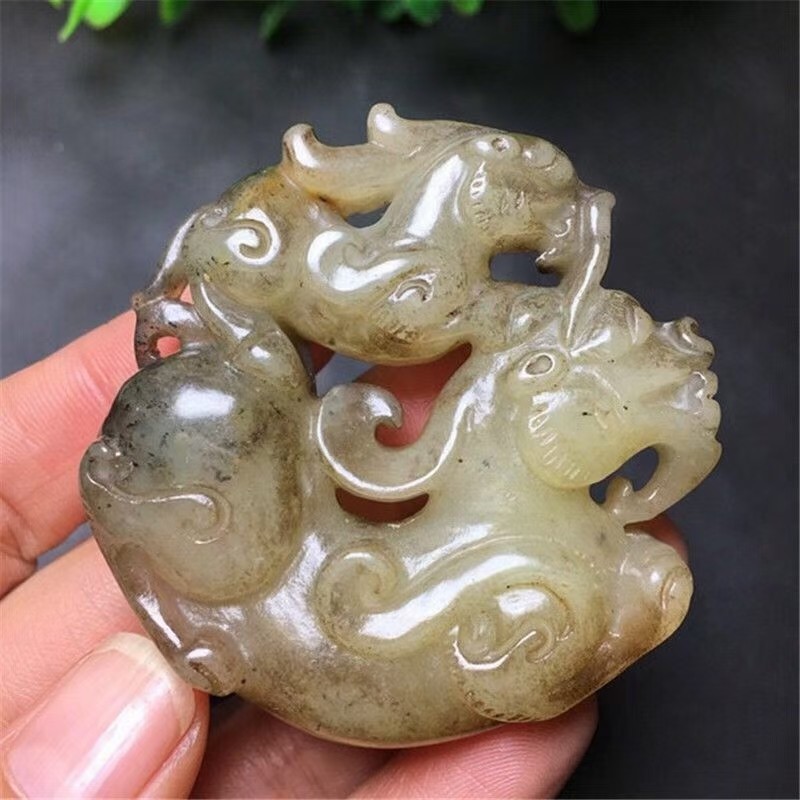 明清岫玉古玩玉器古董玉壁做旧把件高古玉老物件玉佩貔貅挂件吊坠- 清秀