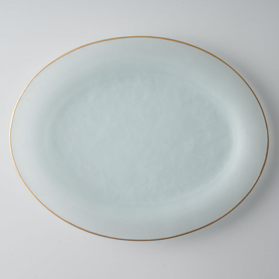 ガラス作家 藤本咲 リム皿（オーバル クリア） ¥11,000 大人の焼き物