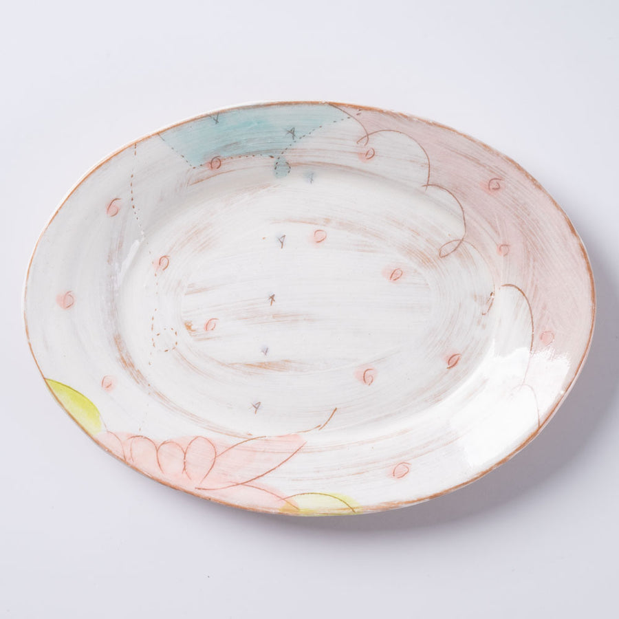作家 森田みほ 楕円皿 ピンク ¥4,400 大人の焼き物