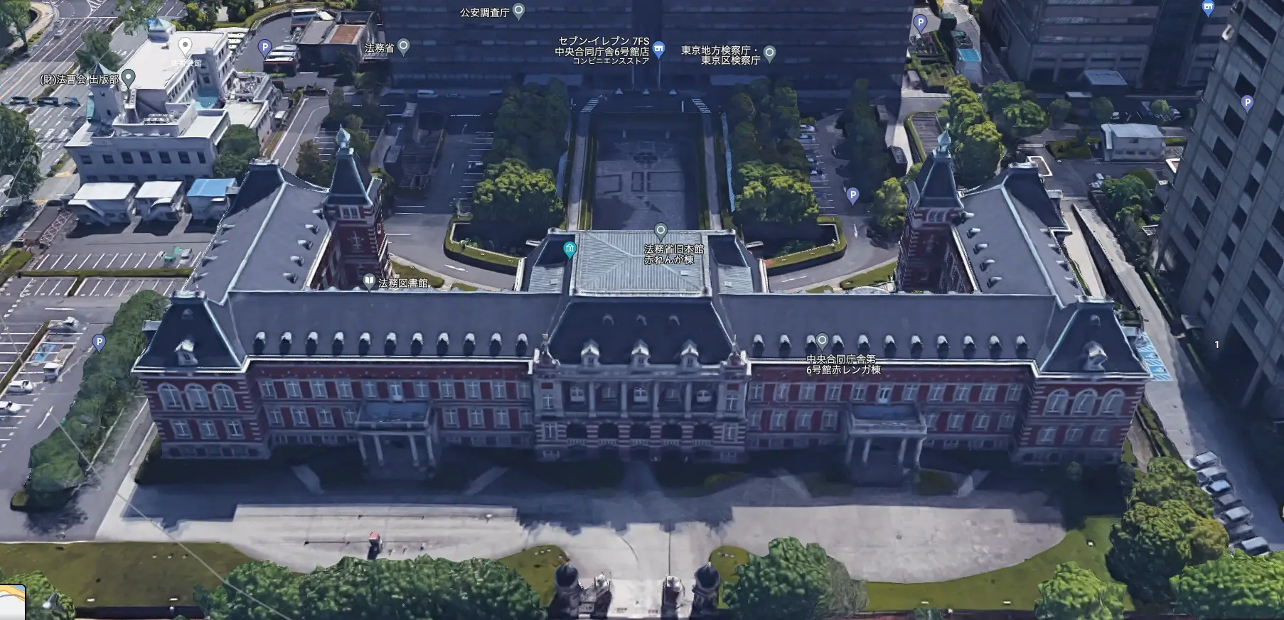 法務省旧本館の見どころと3D地図・明治期の赤れんが棟