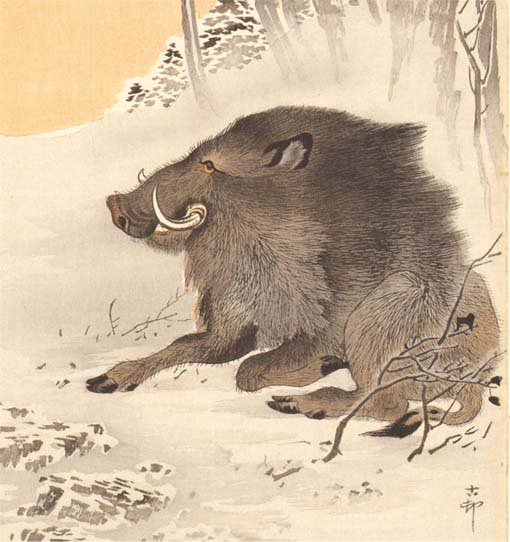 来年2019年の干支は「亥」ということで、イノシシの浮世絵をご紹介