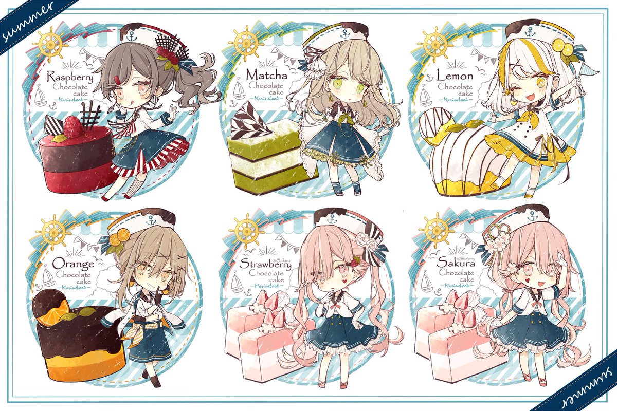 ⚓️マリンルック⚓️ #チョコケーキ6姉妹