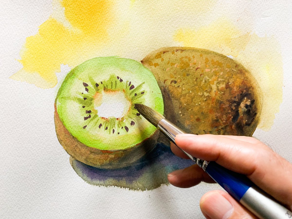 How to draw “Kiwi Fruits” #watercolor #painting 5分でわかる水彩画