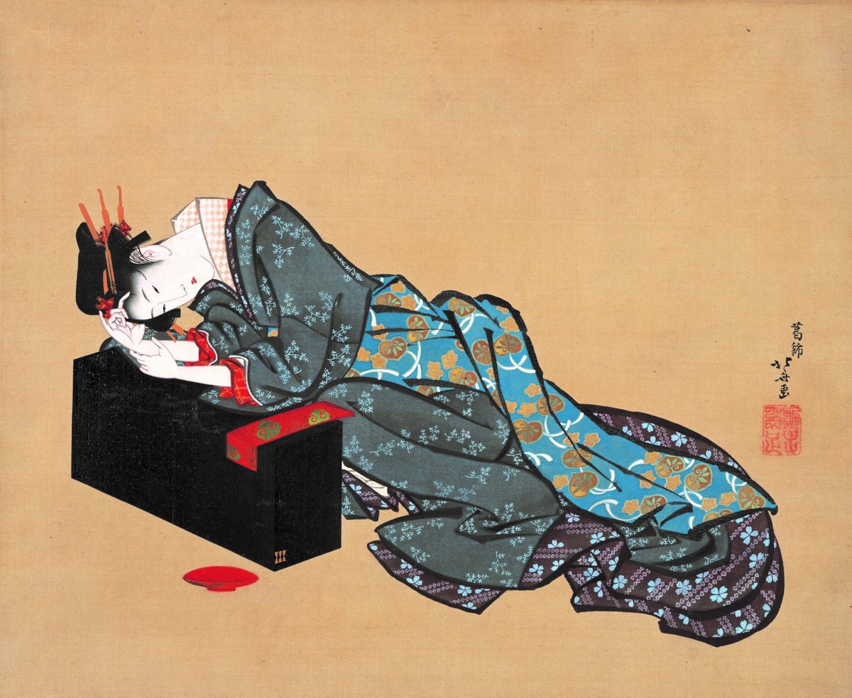 氏家コレクションを代表する作品である、 #葛飾北斎 筆「 #酔余美人図