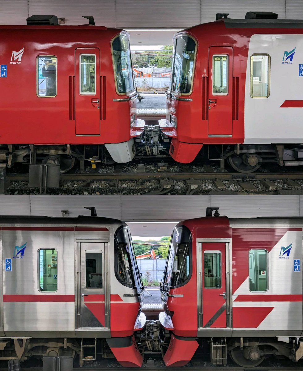 名鉄の異系列併結 上：3500系＋3100系 下：3150系＋9100系 こんなに