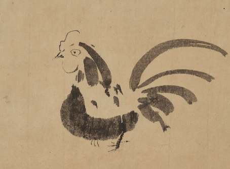 つぶらな瞳のニワトリ。作者は三代将軍、徳川家光です。家光の絵は色々