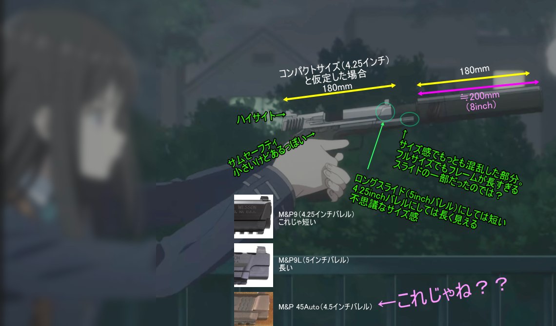 リコリスリコイル の「井ノ上たきな」が持っているM&P9と思われるもの