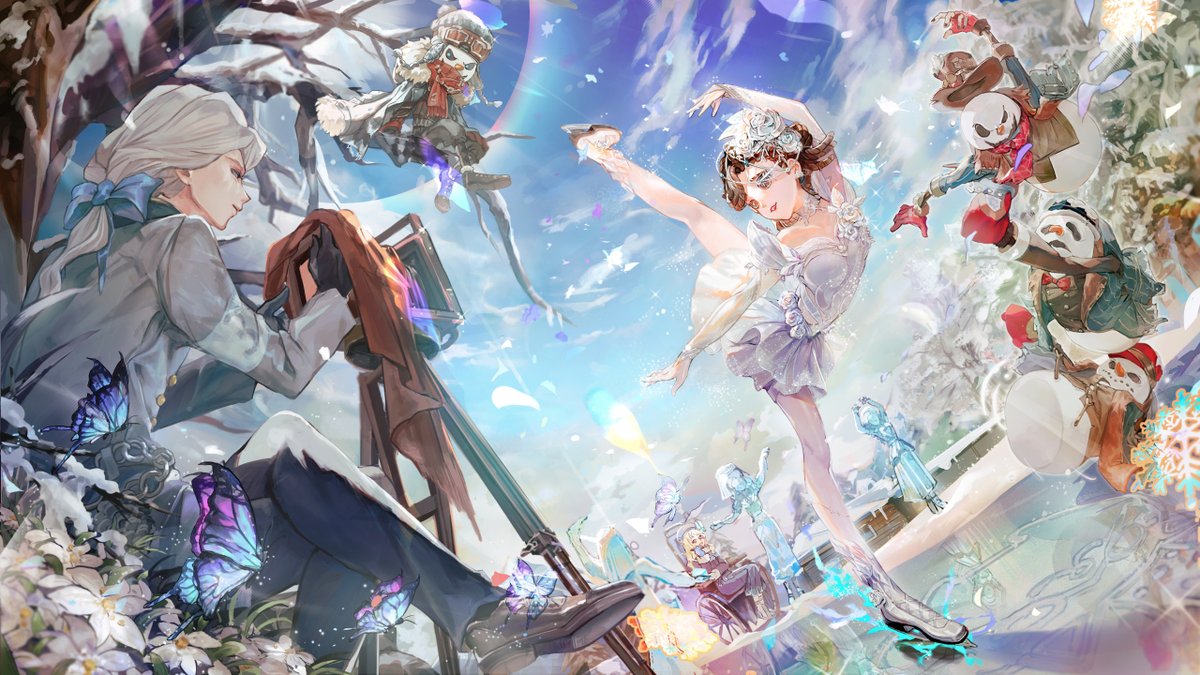 白く柔らかな花のように 氷上を美しく舞い踊る細雪。 その後ろで