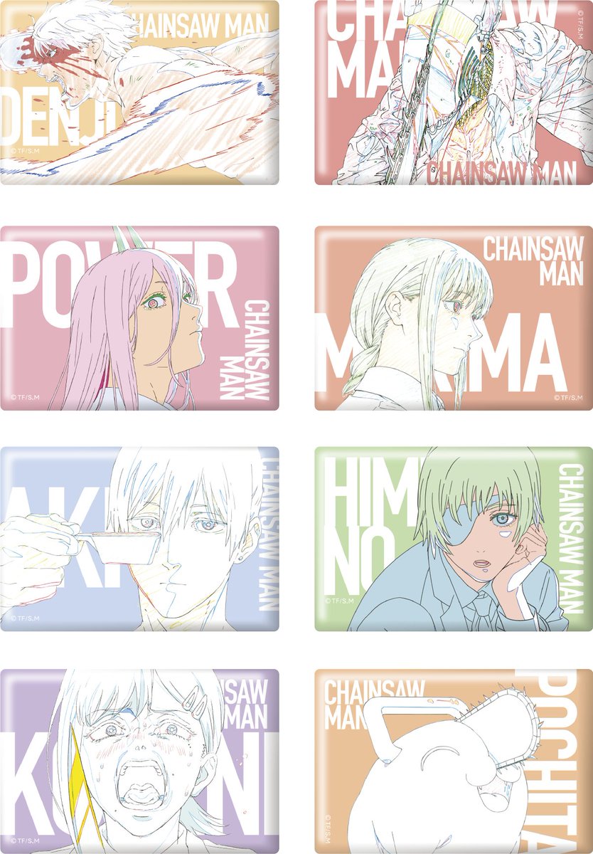 チェンソーマン展 グッズ情報】 スクエア缶バッジ＜原画＞（全8種