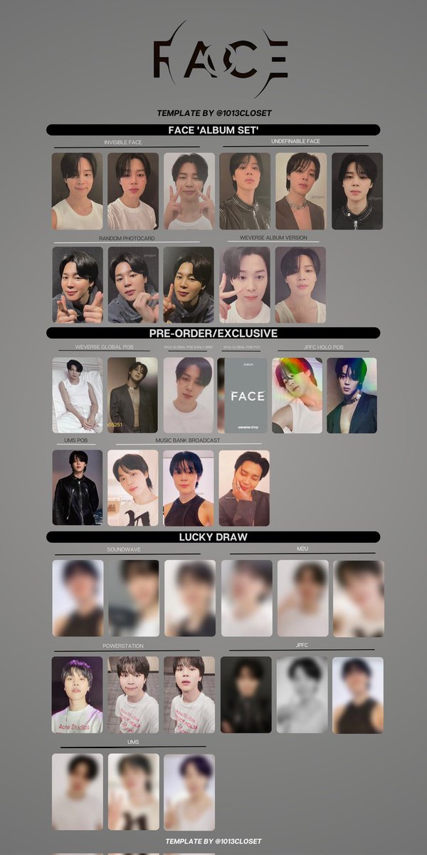 🌷 ꒰ bts jimin 'face' album photocards template ꒱ 𓂋 scans are