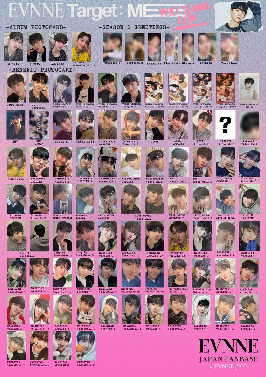 トレカ一覧PhotocardTEMPLATE 】 🗓️12/26 最新版 7人全種 ・EVNNE