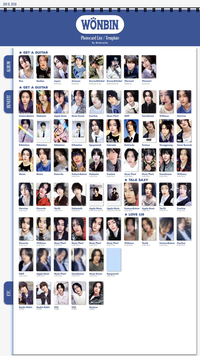 𖤐 라이즈 원빈 포카 리스트 𖤐 ウォンビントレカ 交換 覧表 riize