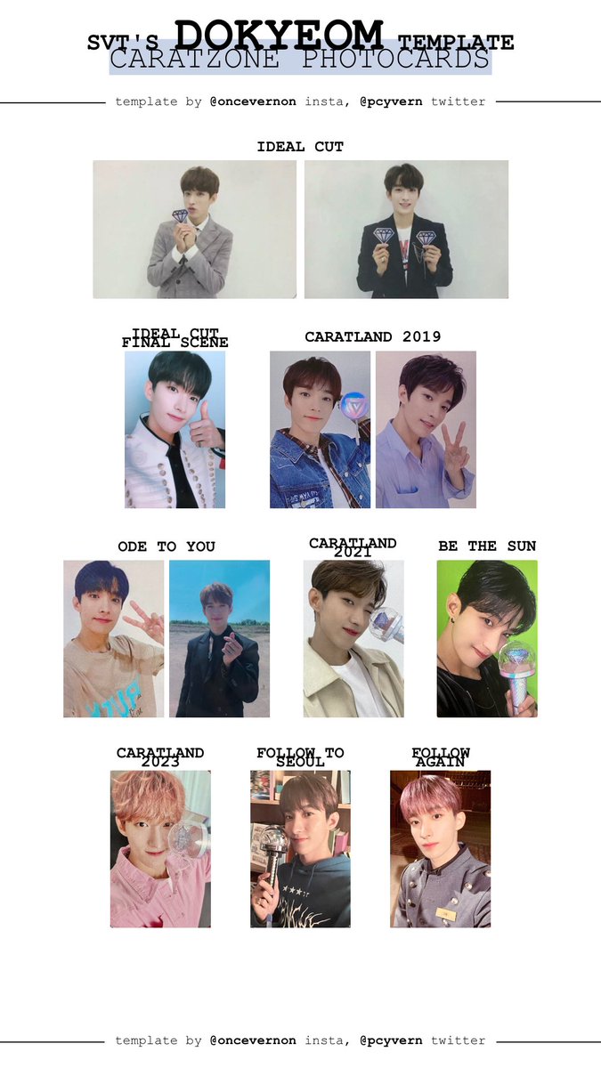 seventeen caratzone photocard templates updated with the follow