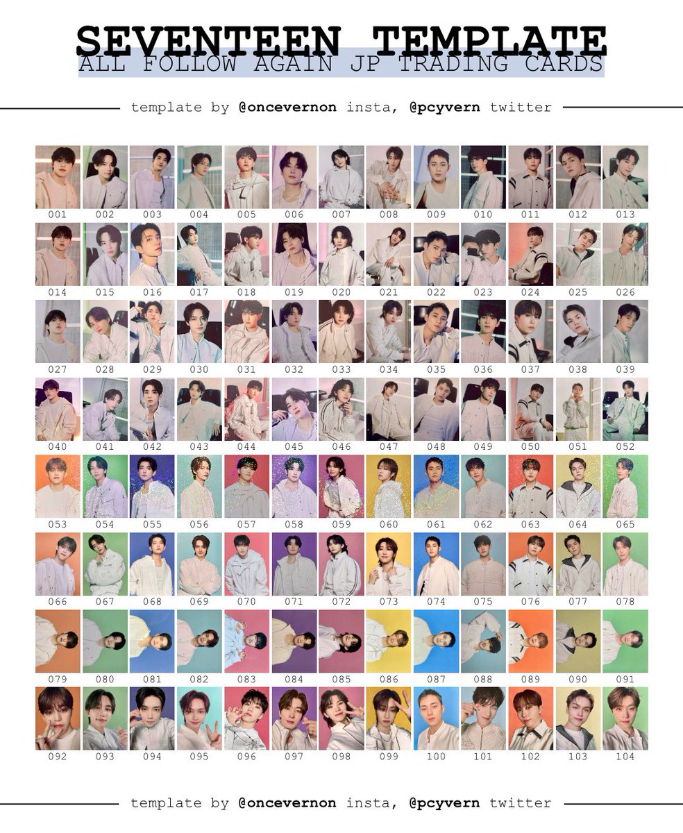 seventeen full numbered ot13 trading card template for all follow