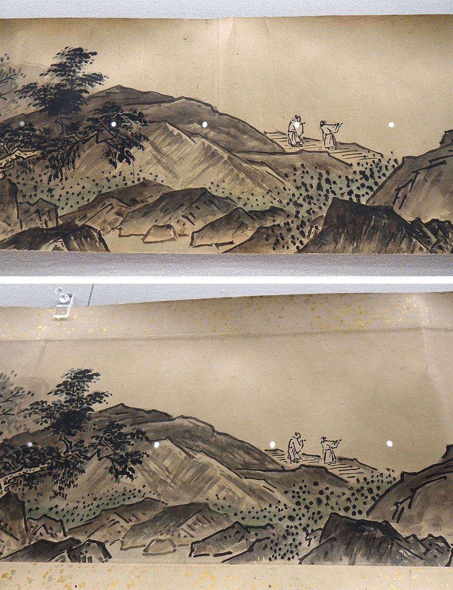 四季山水図巻 比較／ #雪舟伝説 1F-1展示室の特製ロングケースに、雪舟