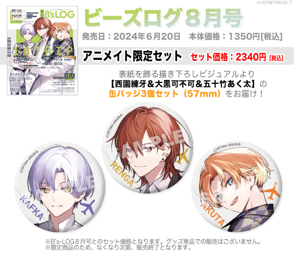 棗夜鷹　ビーズログ 缶バッジ 18TRIP 20点　エイトリ　B's-LOG