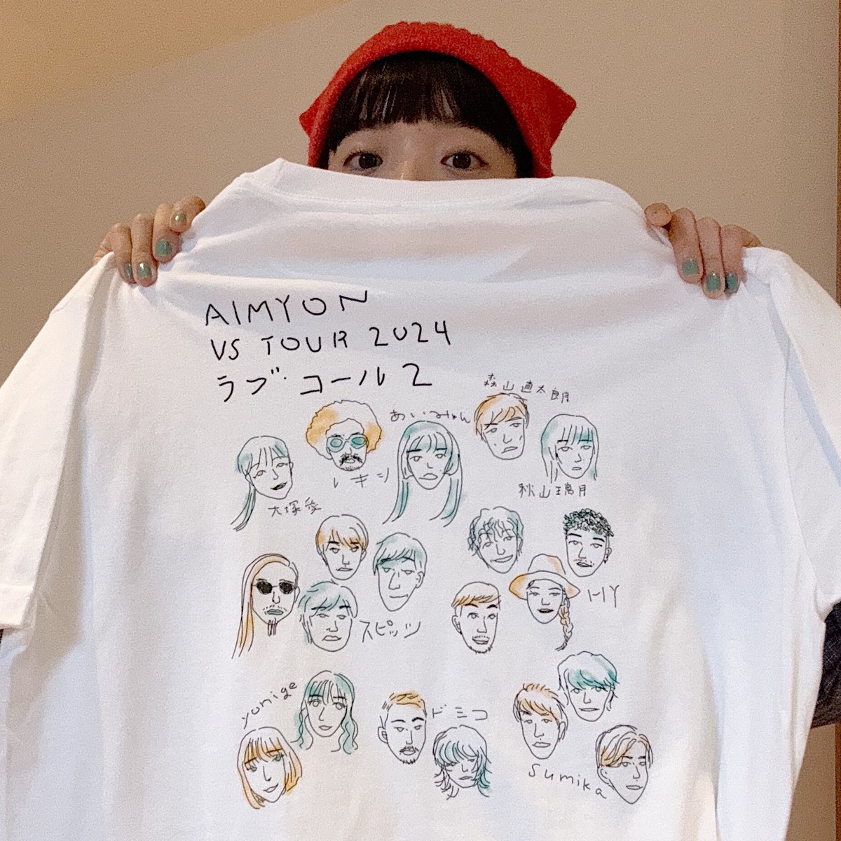 ラブ・コール 名物 左手似顔絵 T やで( ◠‿◠ )❕ あとキーホルダも