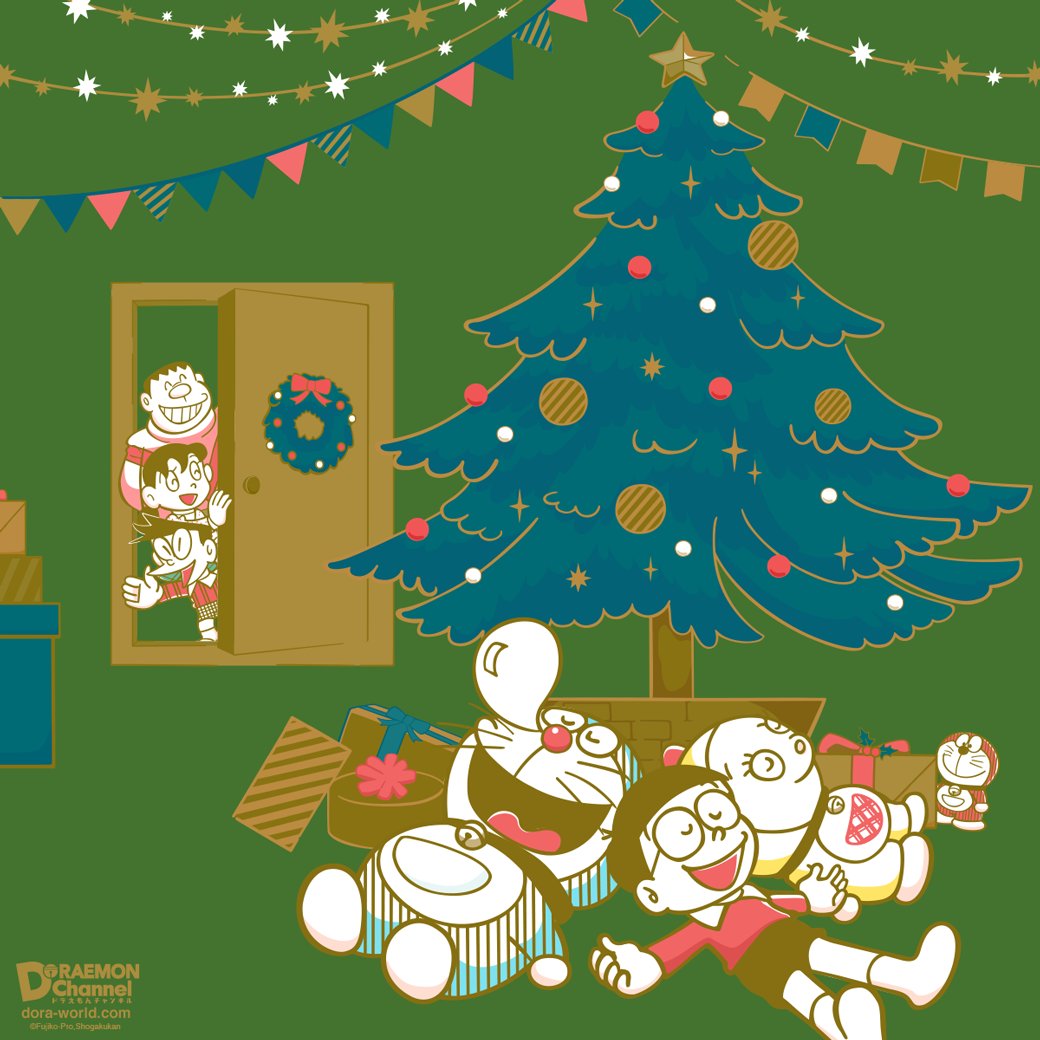 12月の新作かべがみ配布開始！／ クリスマスツリーのしたで、 みんなで