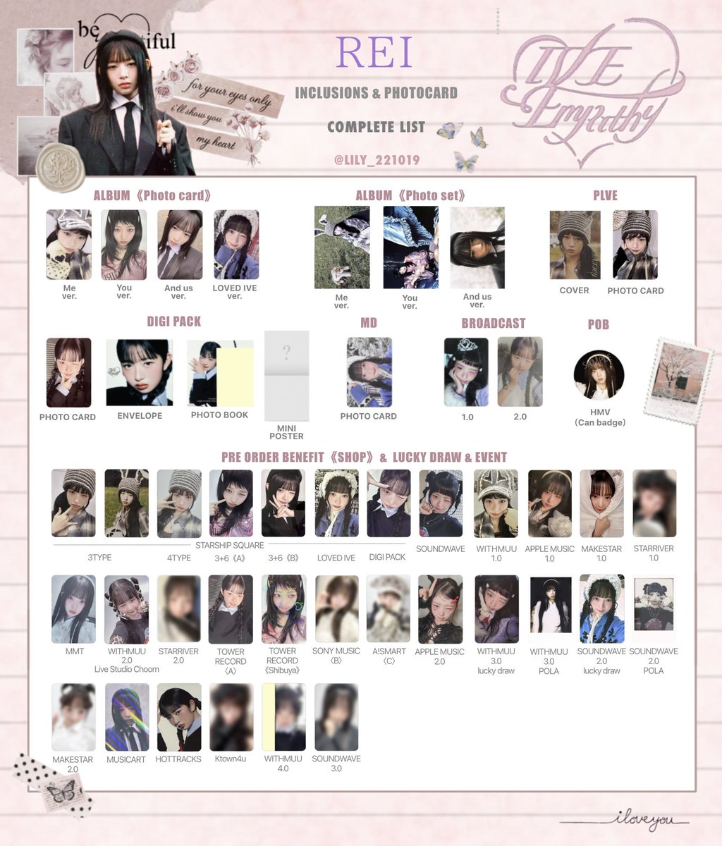 IVE EMPATHY】 封入&特典 トレカ 一覧 🌼Complete List ver.➇