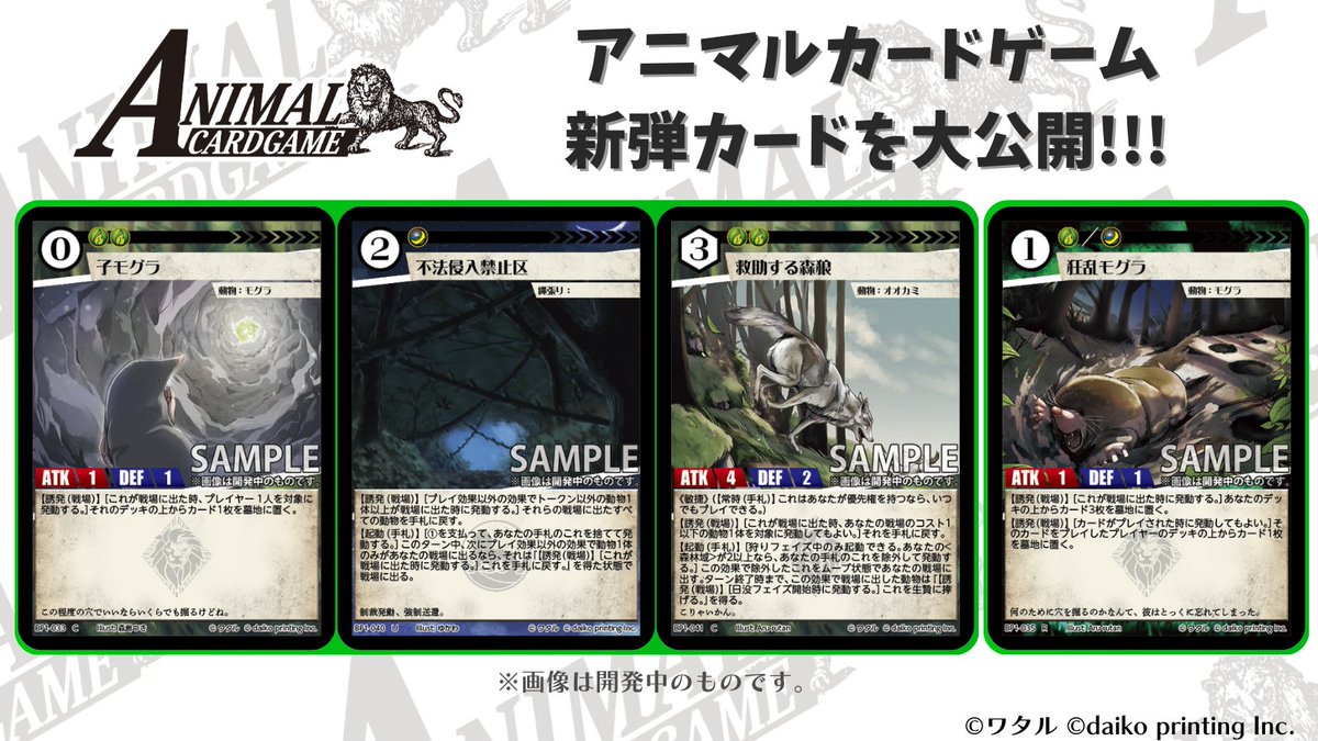 カードゲームうさぎ「アニマルカードゲーム」 現在開発中のカードを大