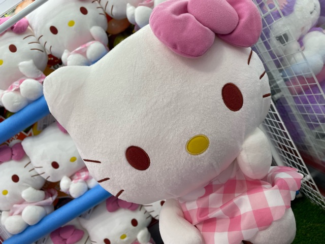 ☆新景品情報☆ 『#ハローキティ LLぬいぐるみ ピンクチェックVer