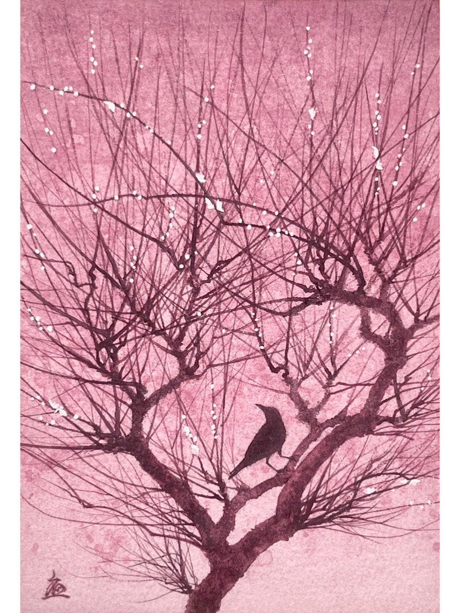 梅薫る」 #透明水彩 #水彩画 #Wotercolor