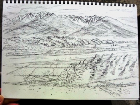 おうちで水彩画 【鉛筆スケッチ 風景・竹林を描く】 : 若狭宣子 水彩画