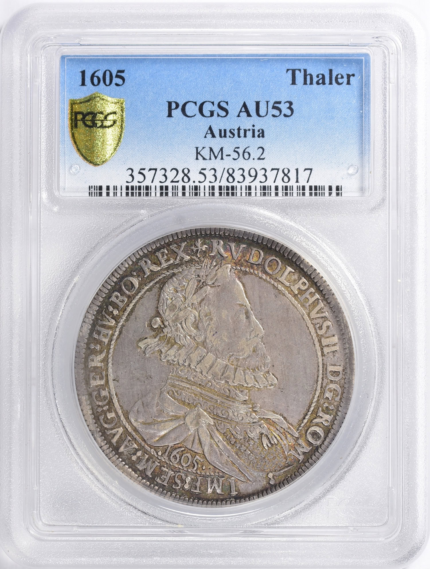 Austria 1605 Silver Thaler Hall Mint Dav-3005 PCGS AU-53 (Toned
